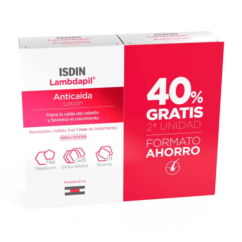 Isdin Lambdapil Queda de Cabelo Duplo 2 x 20 Doses Únicas de 3 Ml