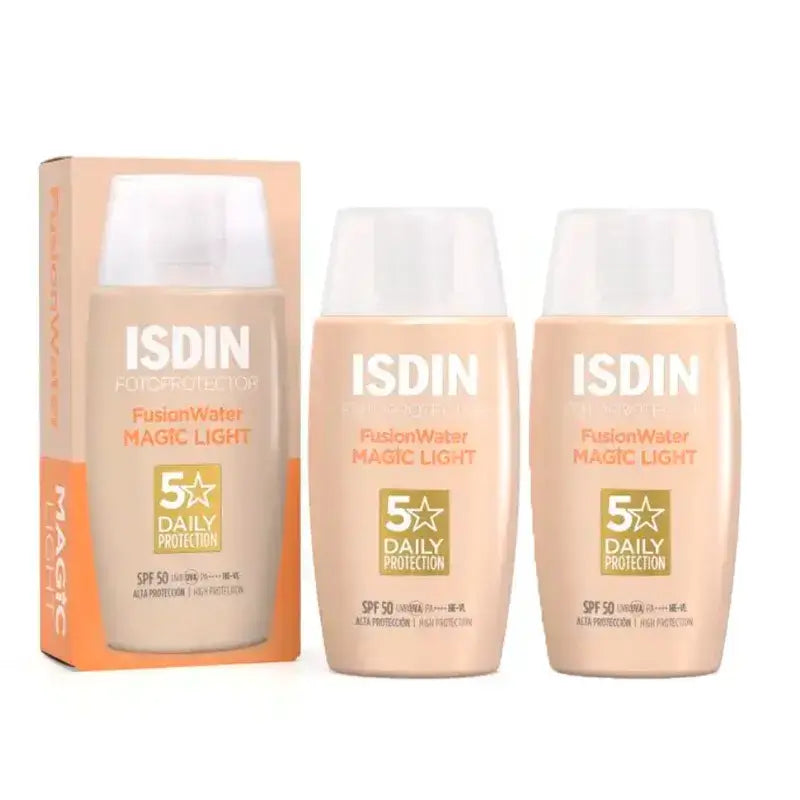 Isdin Fotoprotector Fusion Water Colour Light SPF 50 Embalagem 2 x 50 Ml