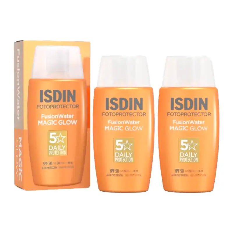 Isdin Fotoprotector Fusion Water Magic Glow SPF 50 Embalagem 2 x 50 Ml