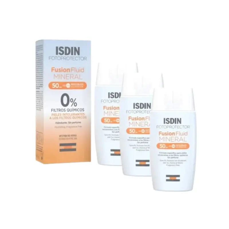 Isdin Fotoprotector Fluido de Fusão Mineral Spf 50+, 3X50 Ml
