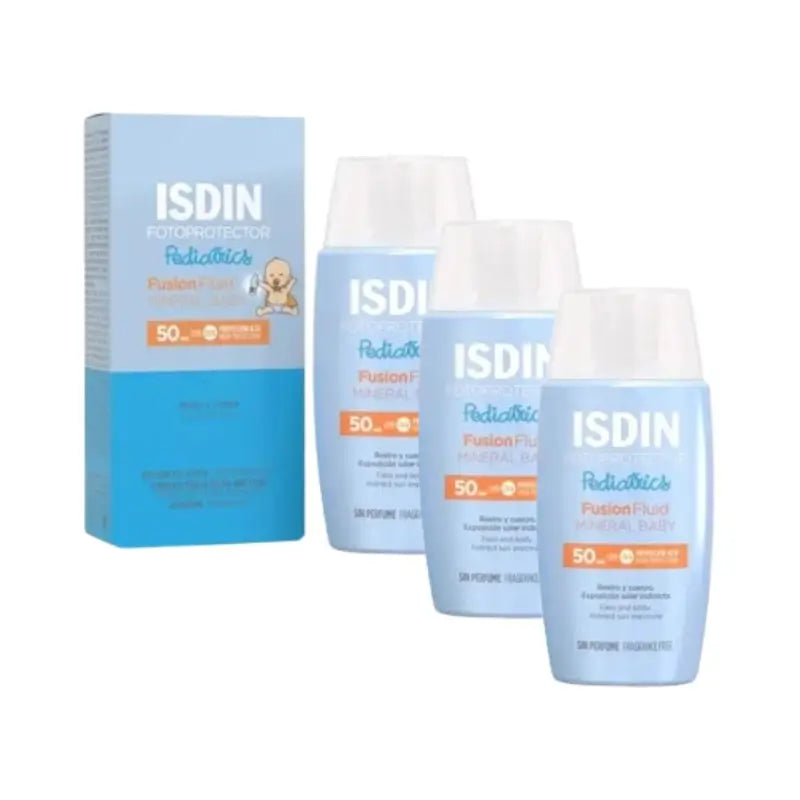 Isdin Fotoprotector Fotoprotector Pediatrics Fusion Fluid Mineral Baby Spf 50, 3X50 Ml