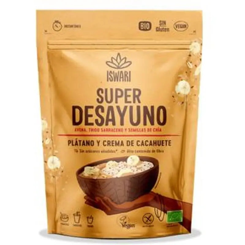 Iswari Super Desayuno Platano Y Crema Cacahuete 360Gr. Bio Sg Vegan