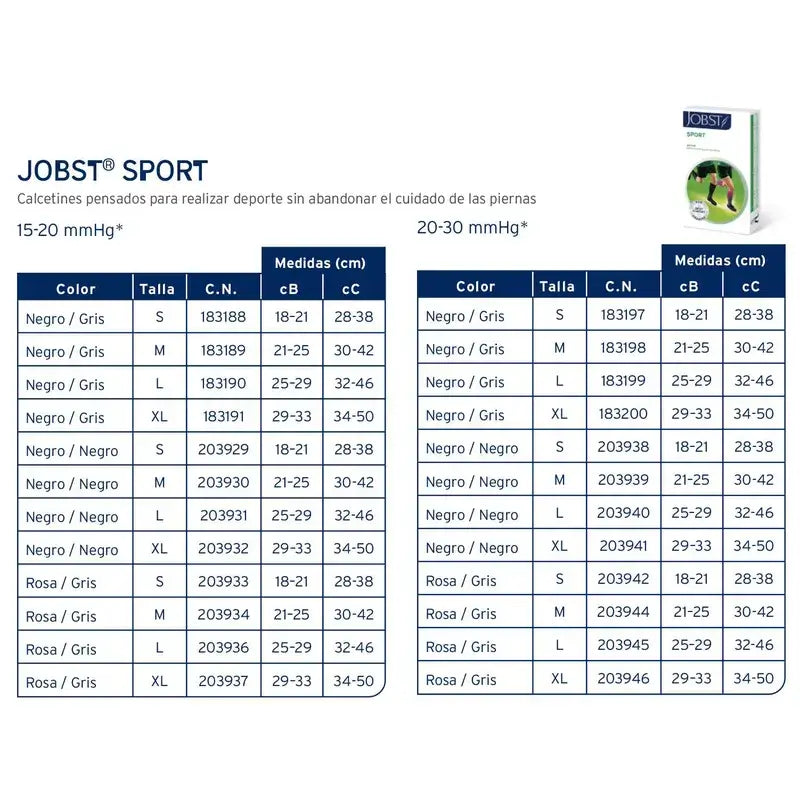 Jobst Sport Socks, Preto, 15-20 Mmhg