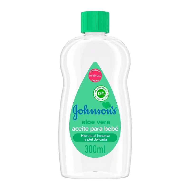 Johnson's Baby Aloe Vera Aceite, Hidrata y Nutre Al Instante, 300 ml