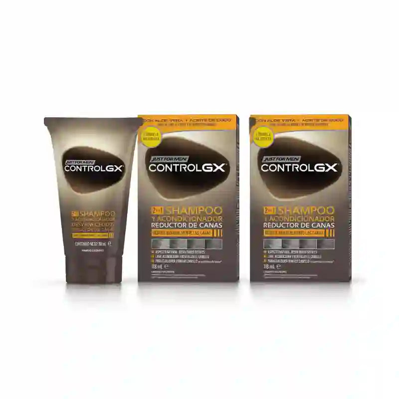 Just For Men Control Gx Grey Hair Reducer Champô e Amaciador 2 em 1, 2X118 Ml
