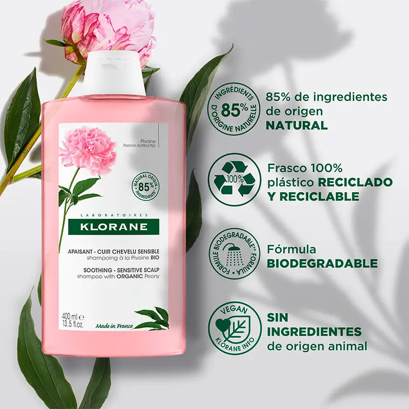 Shampoo de Peônia Orgânica Klorane, 400 ml