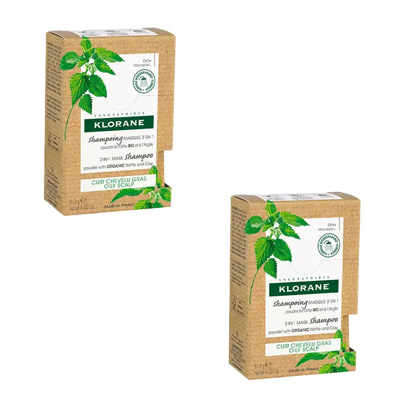 Klorane Organic Nettle & Clay Powder Mask Shampoo Envelopes, 2X8X3 Gr