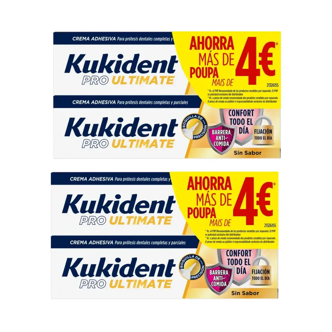 Kukident Pro Ultimate Creme Adesivo para Dentaduras, Embalagem Económica, 4X40 Gr