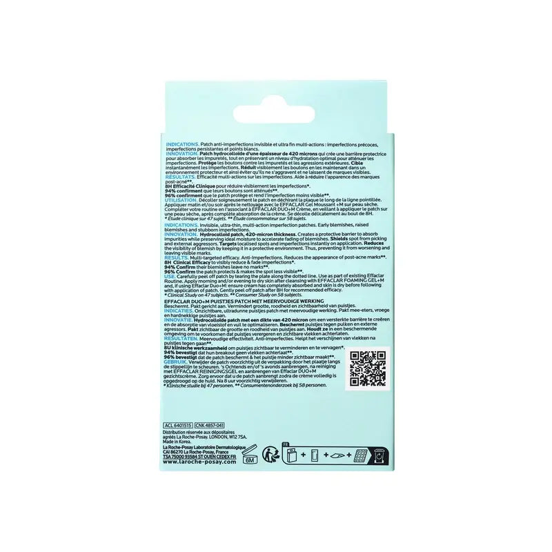 La Roche-Posay Effaclar Duo+M Invisible Patches Anti-Imperfeições e Anti-Manchas , 22 unidades