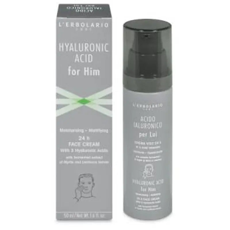 L´Erbolario Acido Hialuronico Hombre Crema Cara 24 Horas 50Ml.