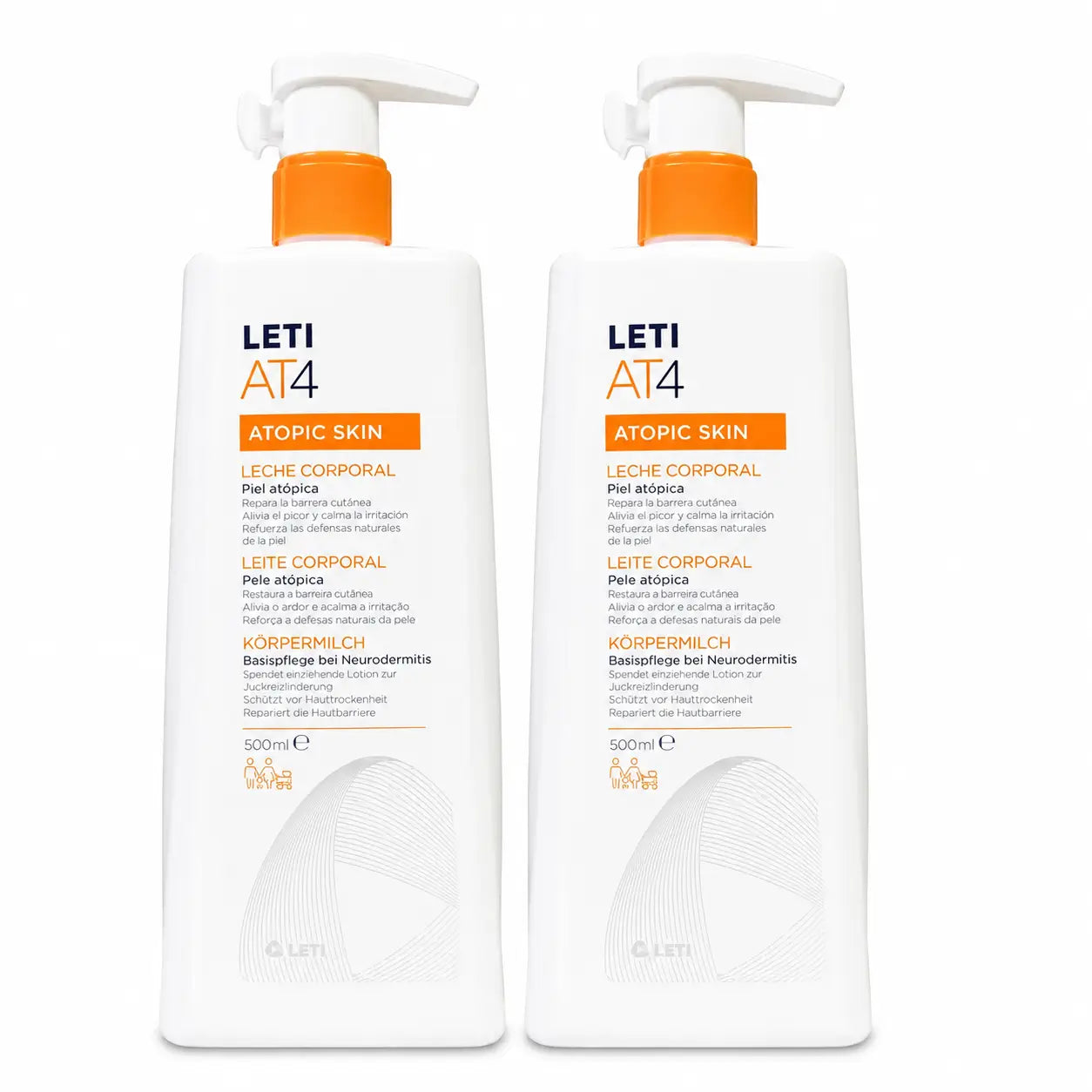 Leti At4 Leite corporal pele atópica 500 ml embalagem 2