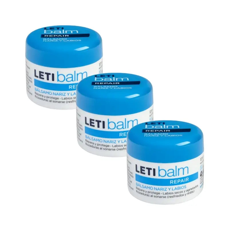 Letibalm Bálsamo Reparador para o Nariz e Lábios, 3X10 Ml