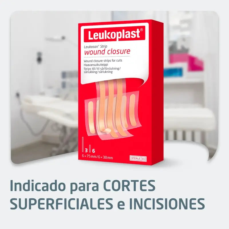 Leukoplast Leukosan Strip, 6 Mm X 38 Mm / 6 Mm X 75 Mm, 2 Unidades