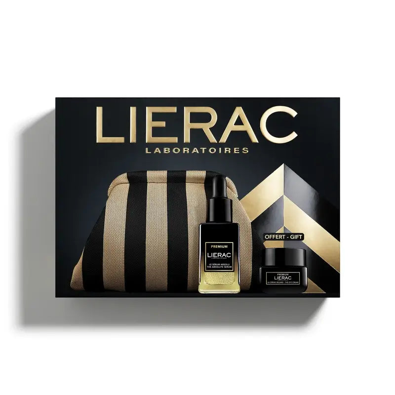 Conjunto de oferta Lierac Christmas Box Premium Serum Toiletry Bag + Eye Cream 20Ml