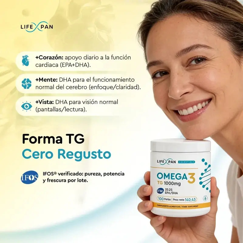 Lifexpan Omega 3 Ultra Pure Ifos 1000 Mg , 100 cápsulas