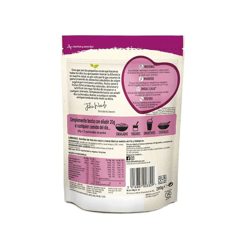 Linwoods Sementes de Linhaça com Cacau e Amoras 200Gr. Bio
