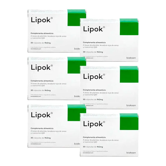 Suplemento alimentar Lipok, embalagem 6 x 30 cápsulas