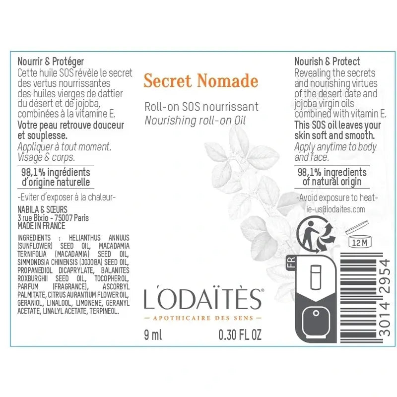 L'Odaïtès Body Secret Nomade - Óleo Nutritivo Roll-On , 9 ml