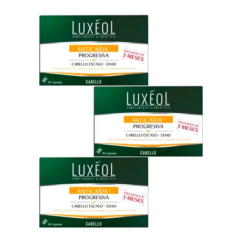 Luxeol Anticaida Progresiva, Embalagem 3 x 90 comprimidos