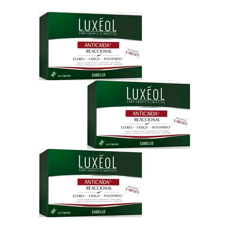 Luxeol Anticaida Reacional, Embalagem 3 x 90 comprimidos