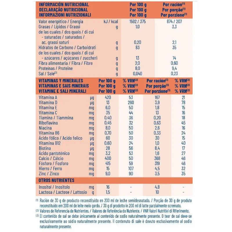 Meritene Cereal Instant Cream Multifruit, 2 x 300 gramas