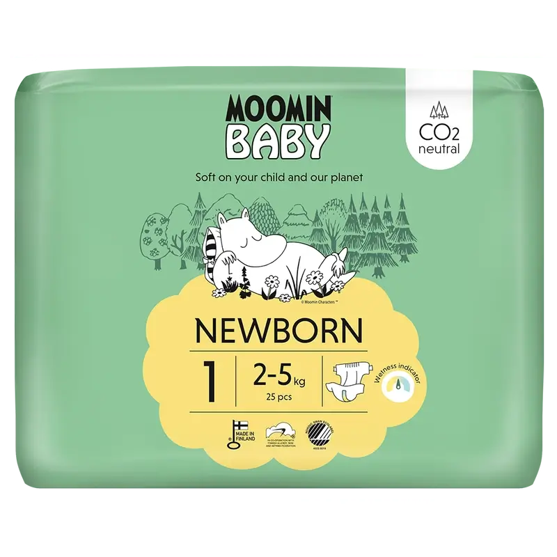 Fraldas de bebé Moomin Tamanho 1 , 25 unidades