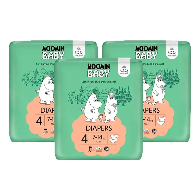 Fraldas para bebés Moomin Tamanho 4 , 3 x 42 unidades