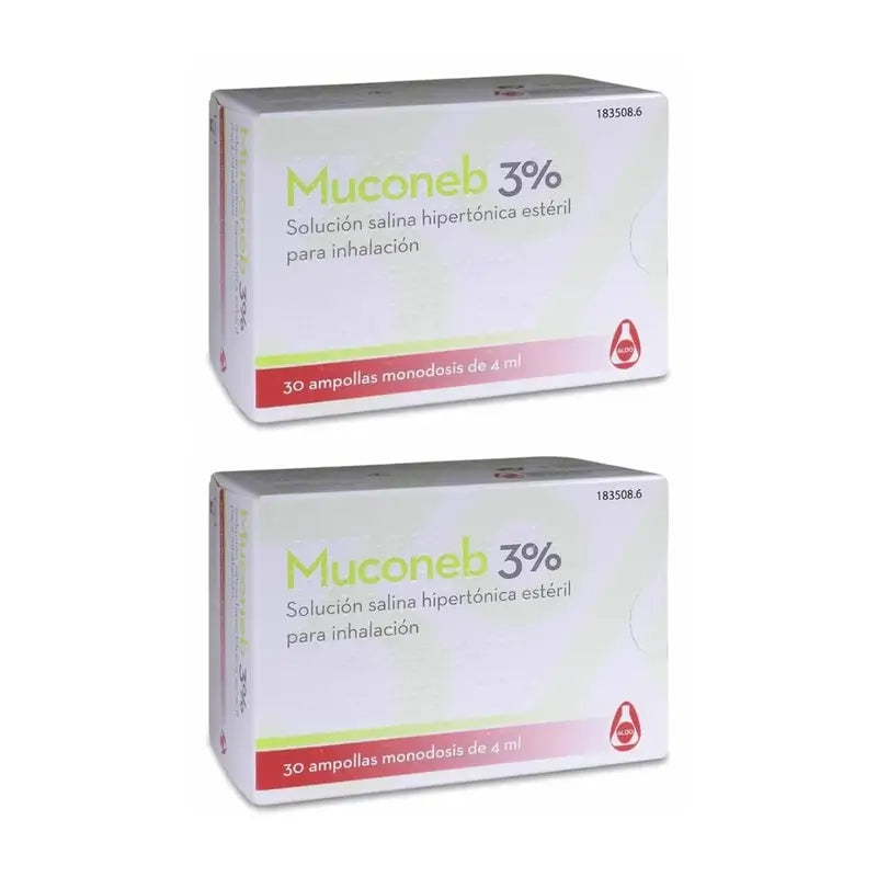 Muconeb 3% Saline Inhalation Solution 30 Ampolas X 4 Ml, Embalagem de 2