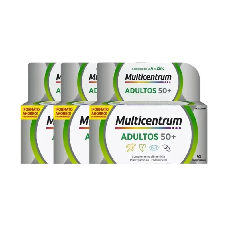 Multicentrum Adults 50+ Suplemento alimentar multivitamínico para adultos 50+ Embalagem 3 x 90 comprimidos