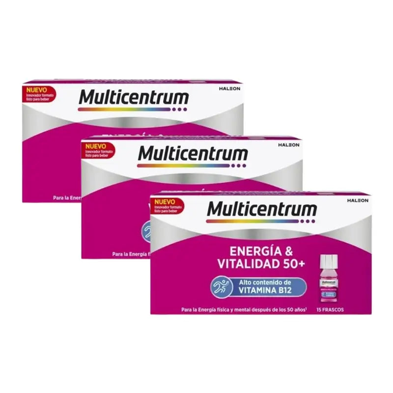 Multicentrum Energy & Vitality 50+ Pacote de suplemento alimentar 3 x 15 frascos