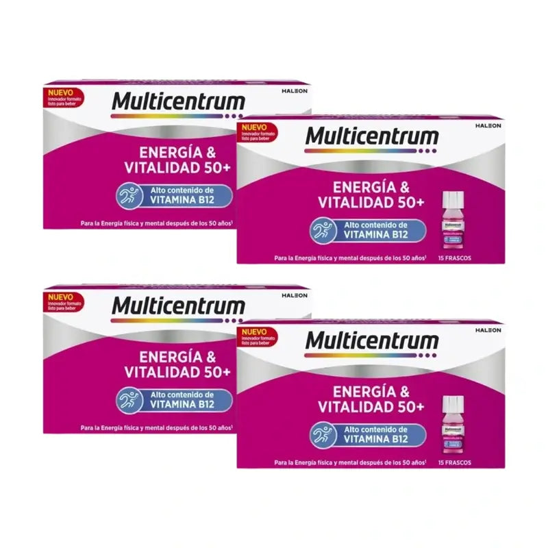 Multicentrum Energy & Vitality 50+ Pacote de suplemento alimentar 4 x 15 frascos