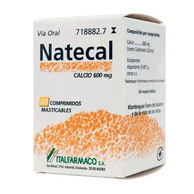 Natecal Calcium 600 mg 20 comprimidos para mastigar