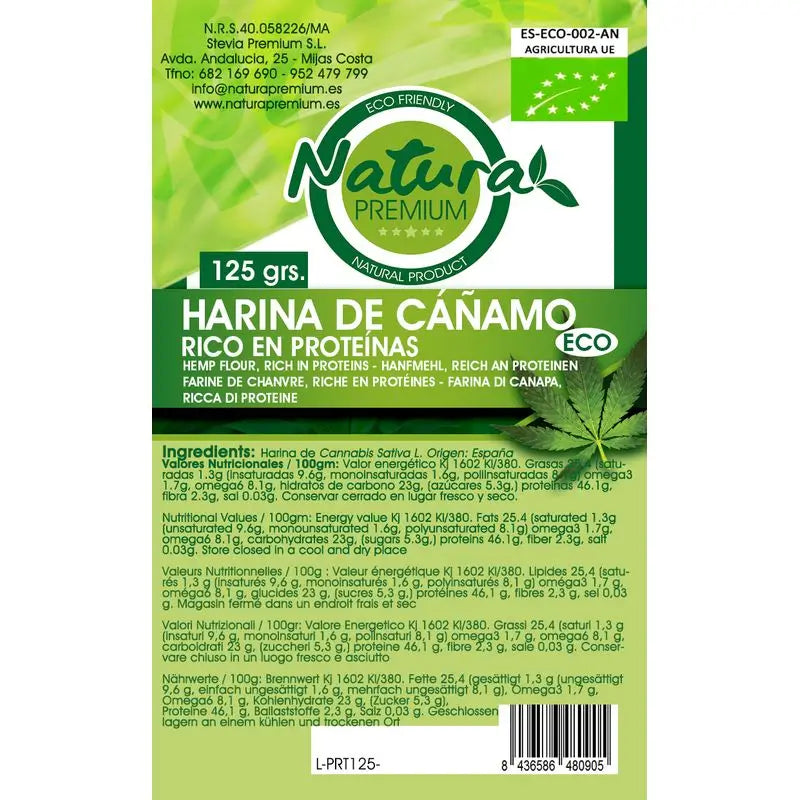 Natura Premium Proteína Farinha de Cânhamo Bio , 500 gr