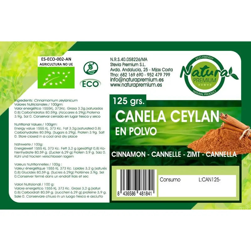Natura Premium Canela do Ceilão em Pó 125 gr BIO
