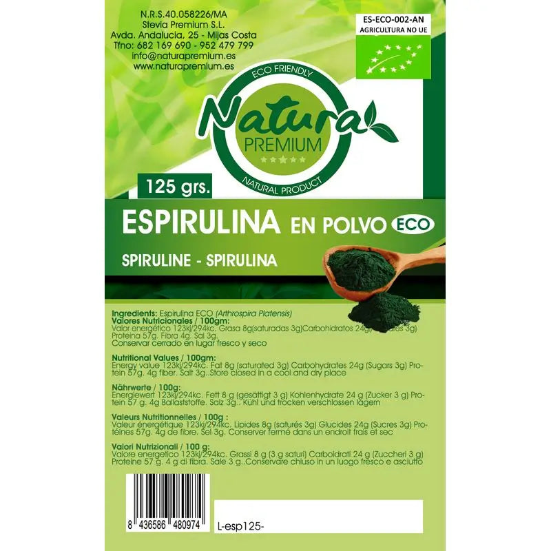 Natura Premium Spirulina em pó Bio , 125 g
