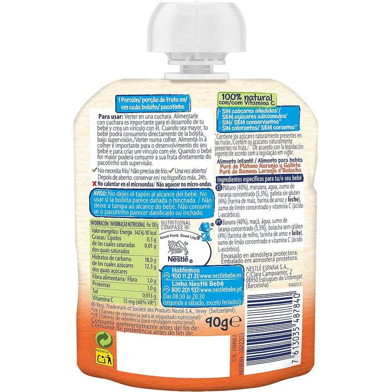 Nestlé Puél Bag, Orange and Cookie, 4x90g