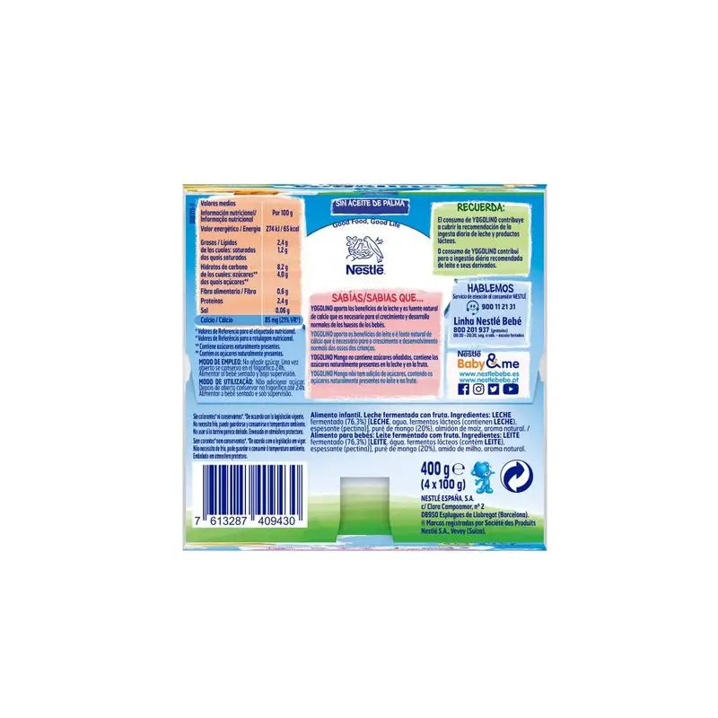 Nestlé Yogolino Manga não adoçada, 4X100g