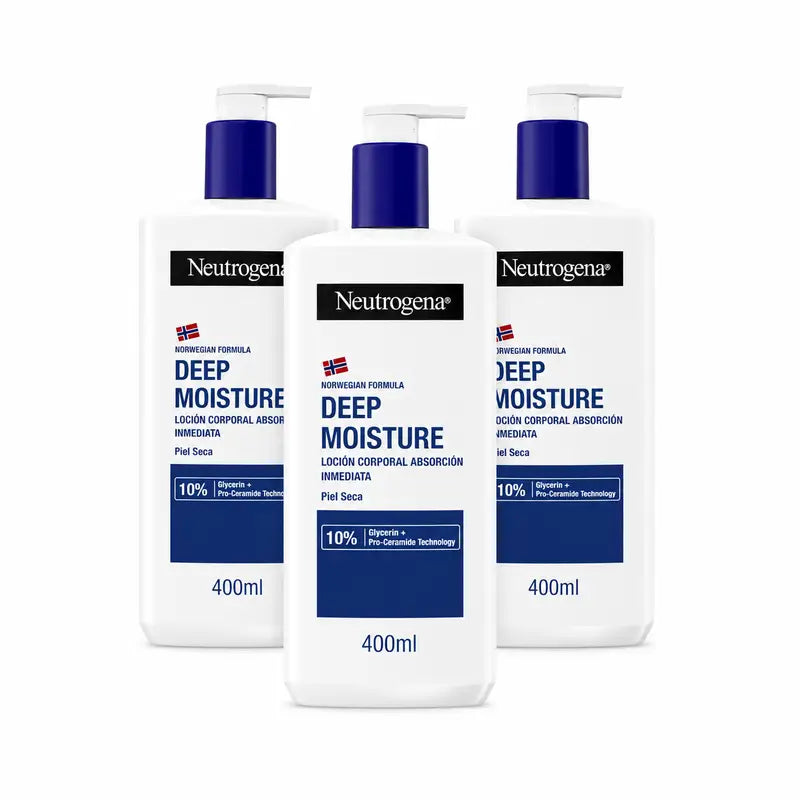 Neutrogena Creme Hidratante Corporal para Pele Seca, Embalagem com 3 x 400 ml