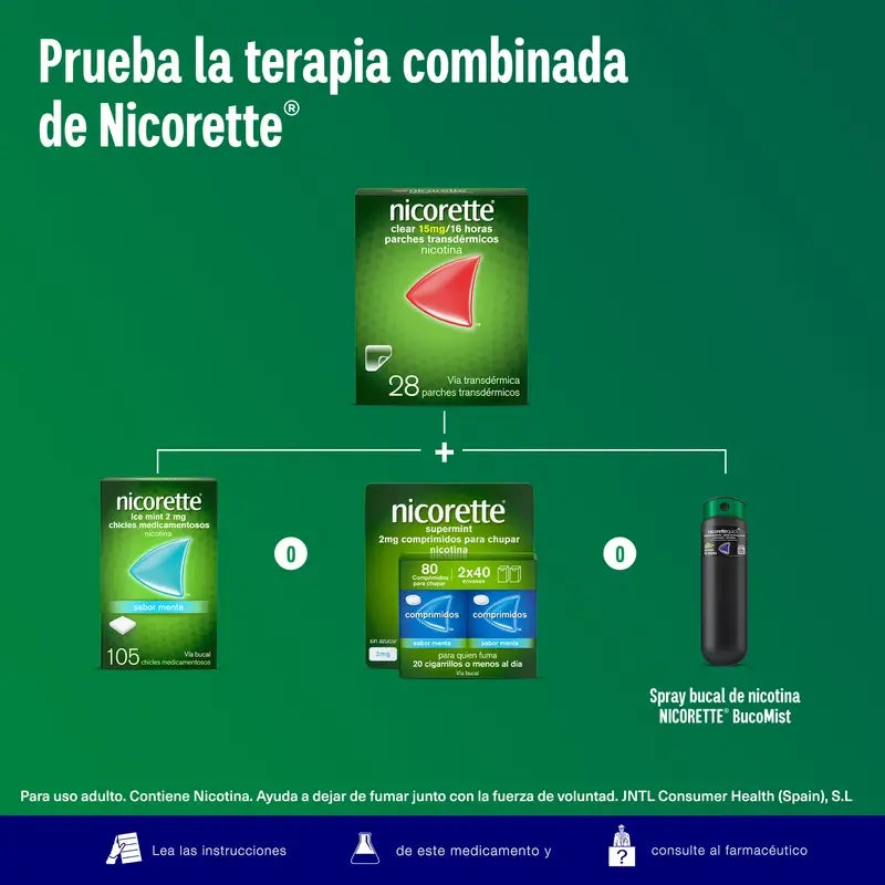 Nicorette Clear 15 mg/16 h, 28 adesivos transdérmicos