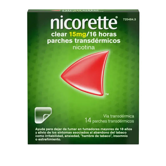 Nicorette Clear 15 mg/16 horas, 14 adesivos transdérmicos