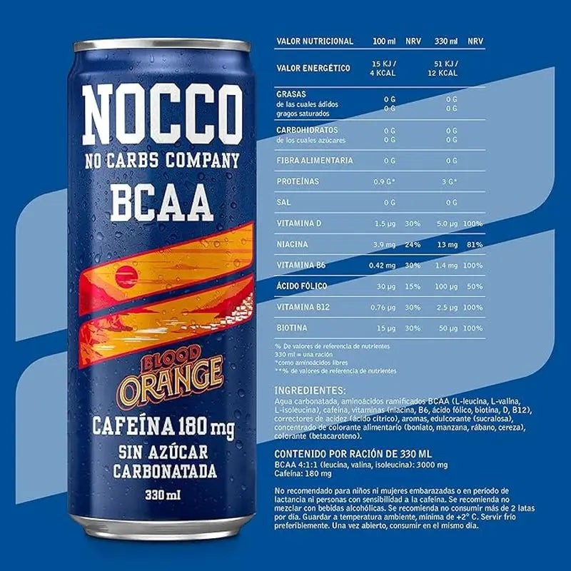 Nocco Bcaa Laranja Sanguínea Del Sol, 330 ml