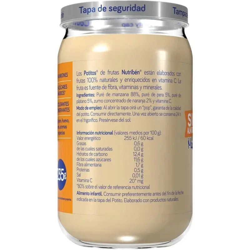 Nutriben Potito Maçã, Laranja, Banana e Pêra Williams, 235g