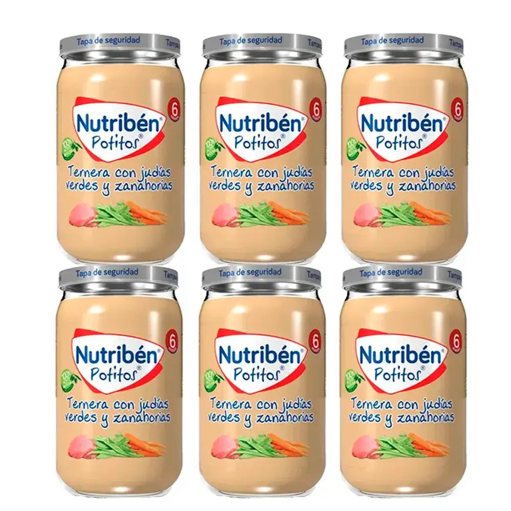 Nutriben Potito Bife com Feijão Verde e Cenoura , 6 x 235 gramas