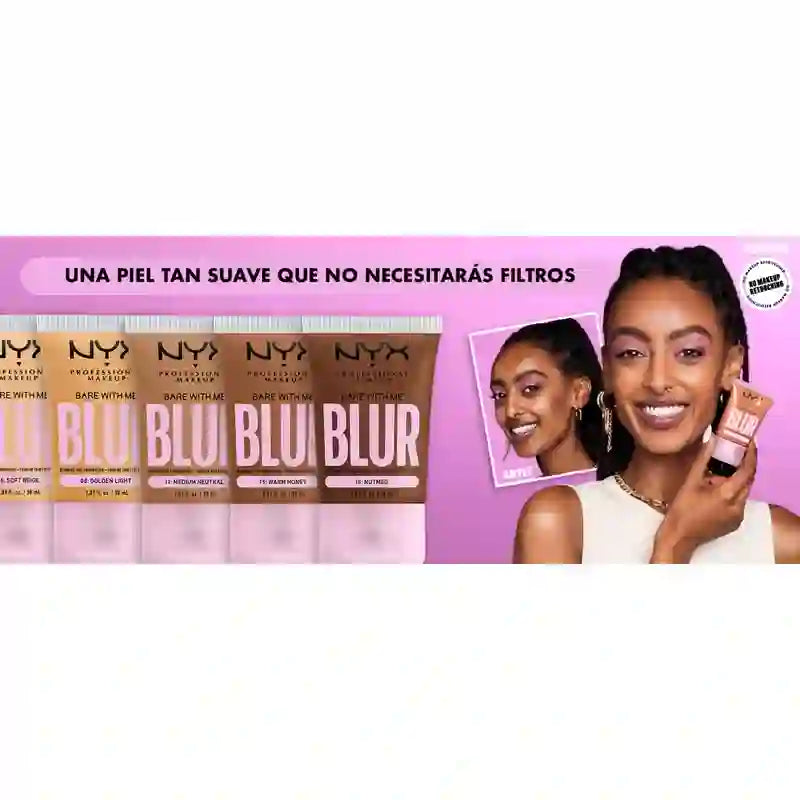 Nyx Bare With Me Blur Skin Tint, base desfocante, acabamento mate, tom 06 , 30 ml