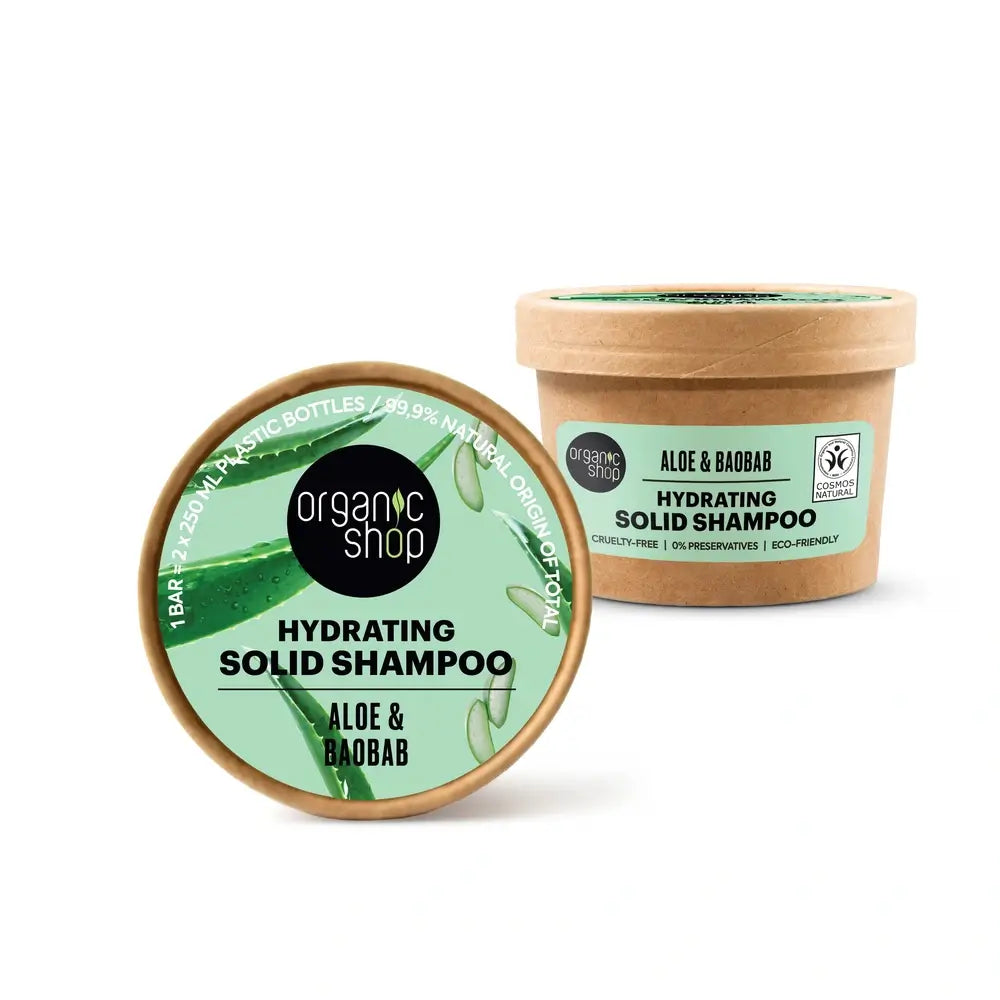 Champô Sólido Hidratante Aloé e Baobab da Organic Shop, 60 G