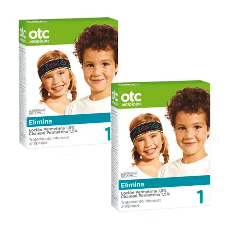 OTC Anti-Piolhos Pack Permethrin Repelente de piolhos e lêndeas 1,5%, embalagem com 2 unidades.