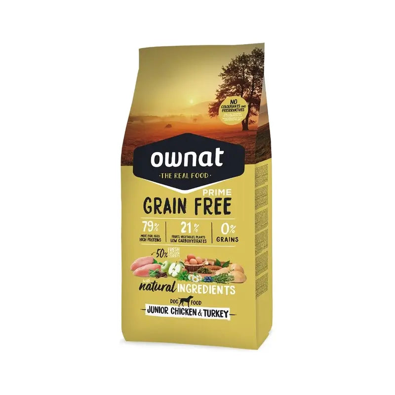 Ownat Grain Free Prime Junior Frango e Peru 12 Kg