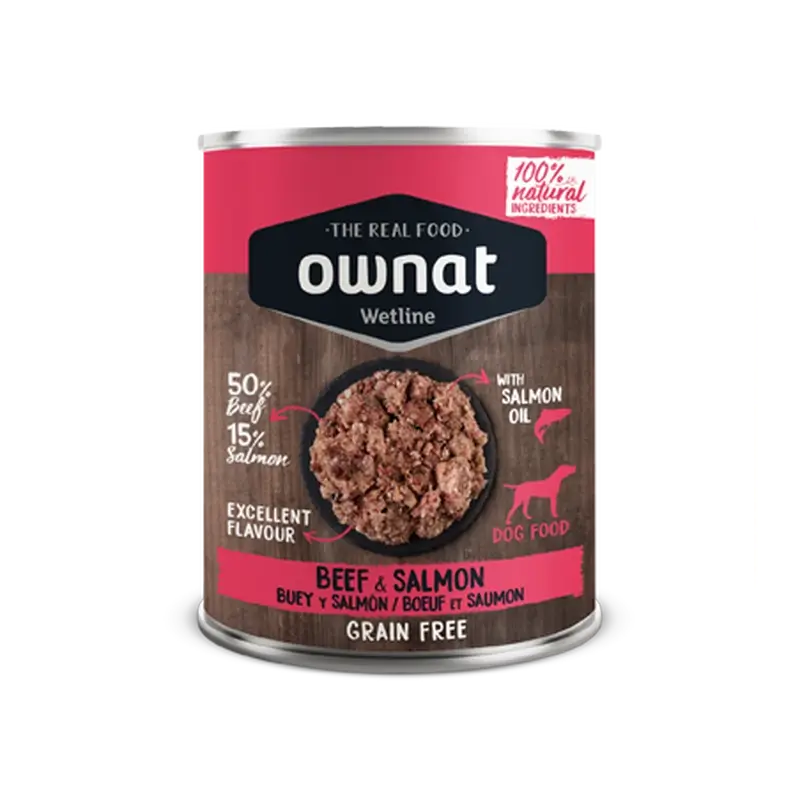 Ownat Wetline Canine Carne de vaca e Salmão 12X395Gr