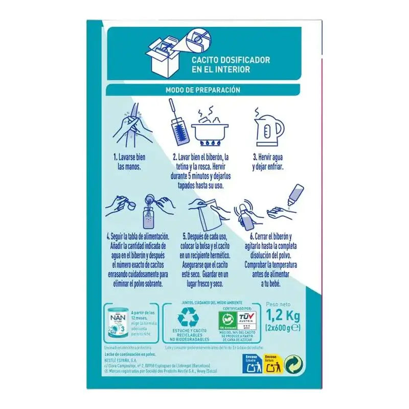 Nestlé Nan Optipro 2 Fórmula de leite, 8X1200g