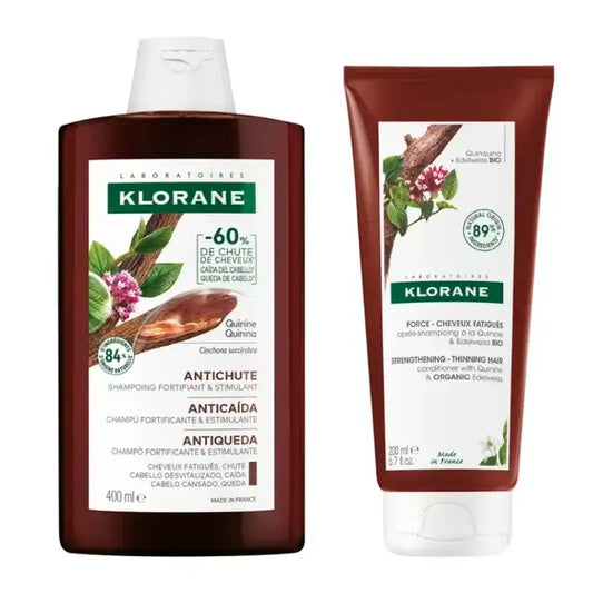 Klorane Pack Organic Quinine & Edelweiss Shampoo, 400 ml + Quinina Orgânica & Edelweiss Conditioner, 200 ml